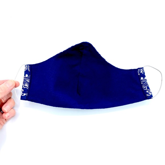 Bandanna Ear-loop Face Mask Blue/Wht - Picture 8 of 8